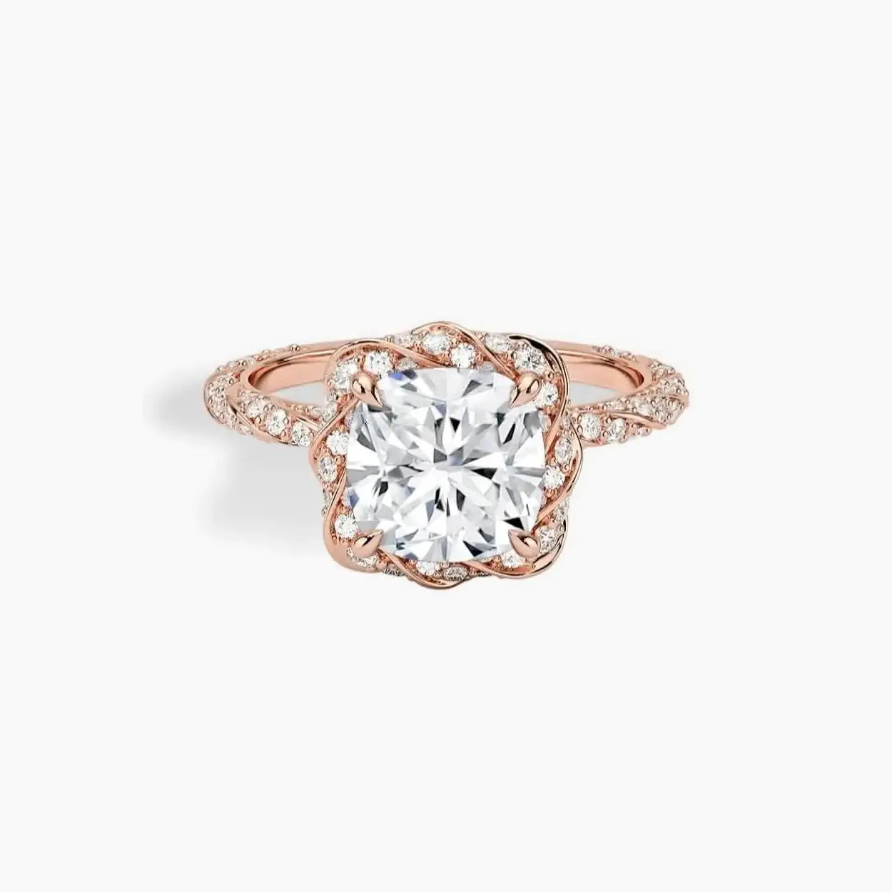 Eliana Cushion Designer Diamond Ring Setting in 14K Yellow Gold