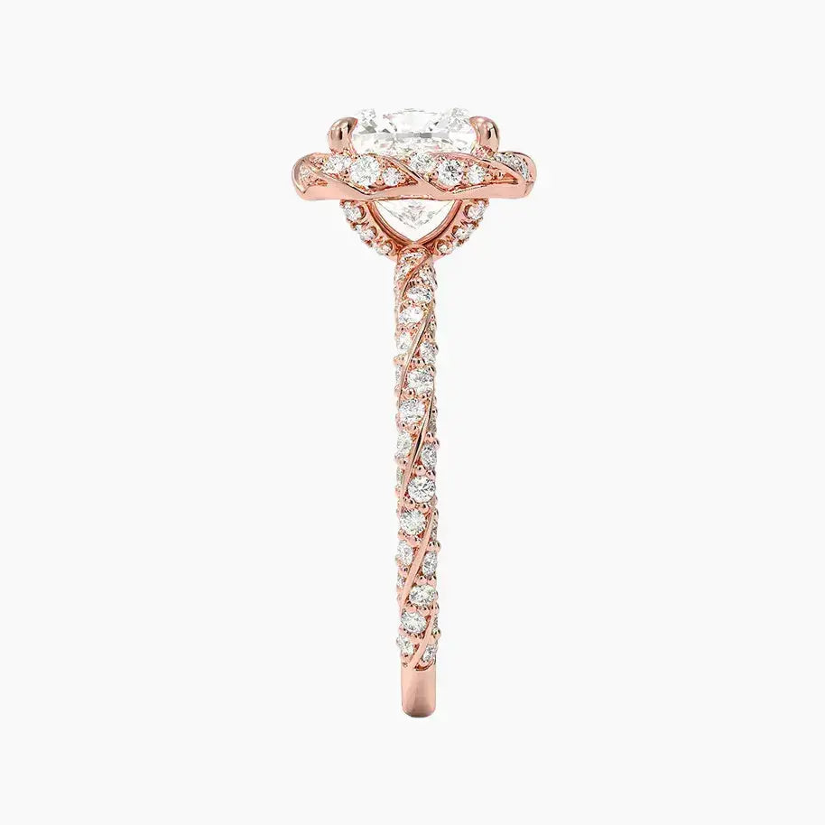 Eliana Cushion Designer Diamond Ring Setting in 18K Rose Gold