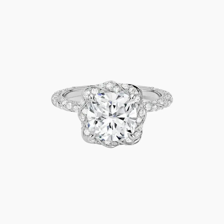 Eliana Cushion Designer 3 Carat Lab Grown Diamond Engagement Ring in 18K White Gold
