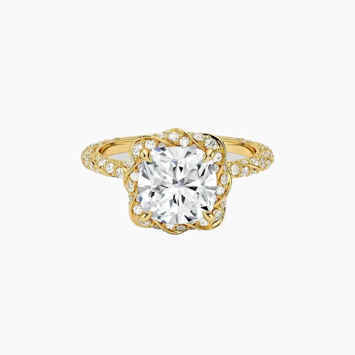 Eliana Cushion Designer 2 Carat Lab Grown Diamond Engagement Ring in 18K Yellow Gold
