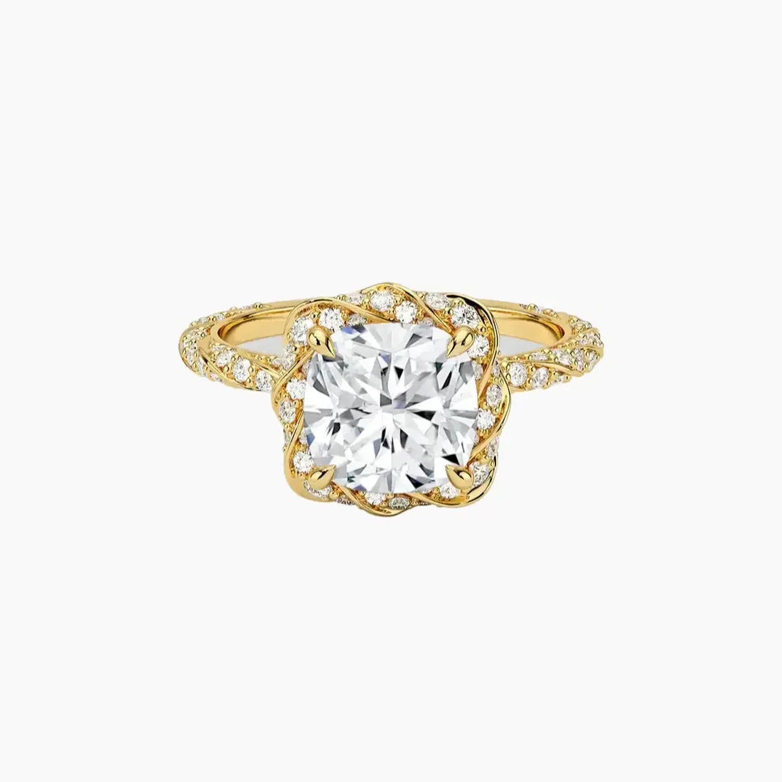 Eliana Cushion Designer 3 Carat Lab Grown Diamond Engagement Ring in 14K White Gold