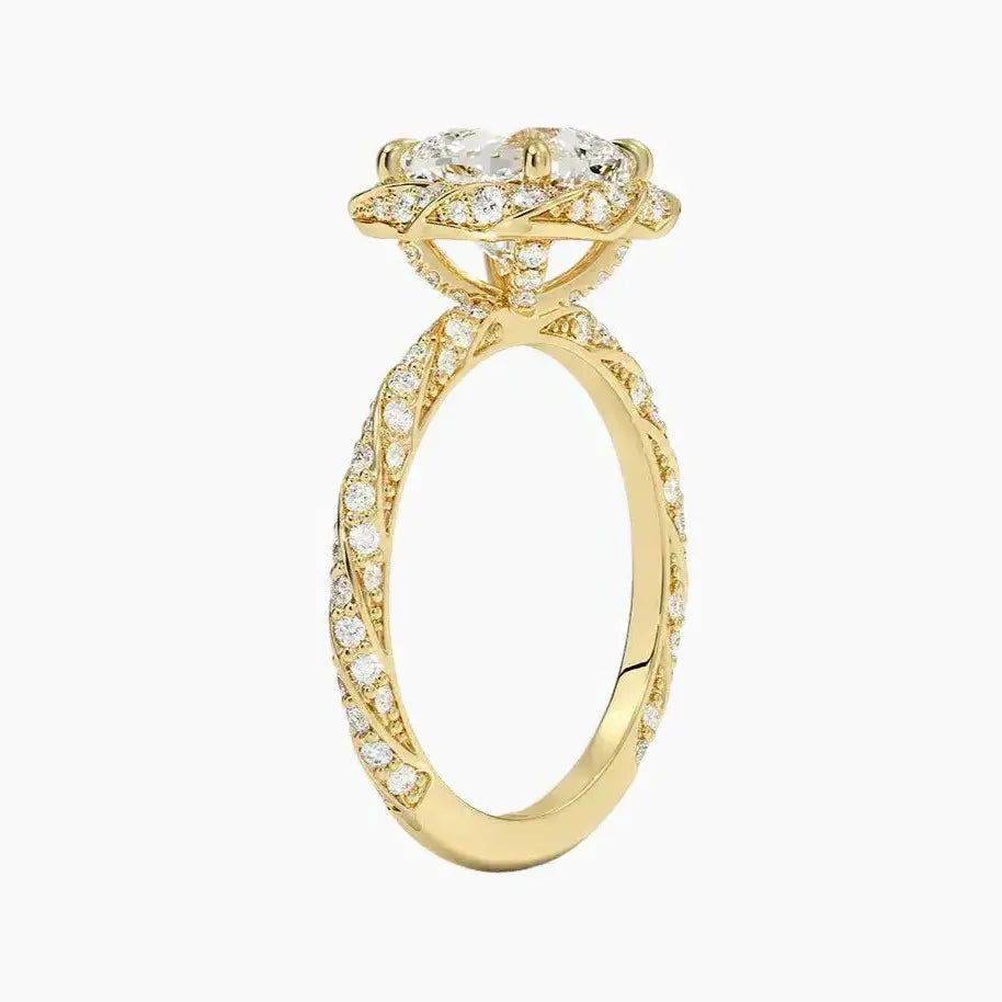 Eliana Cushion Designer Diamond Ring Setting in 14K Yellow Gold