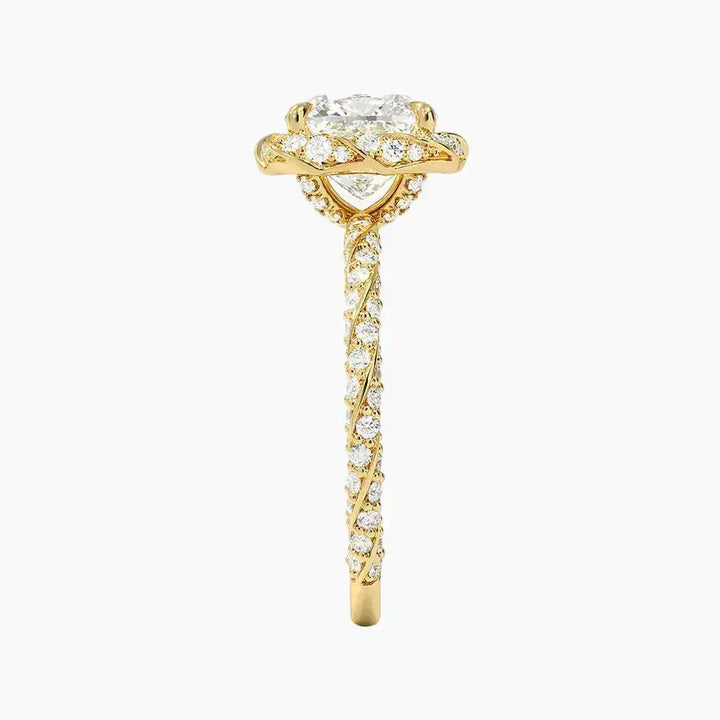Eliana Cushion Designer 3 Carat Lab Grown Diamond Engagement Ring in 14K Rose Gold
