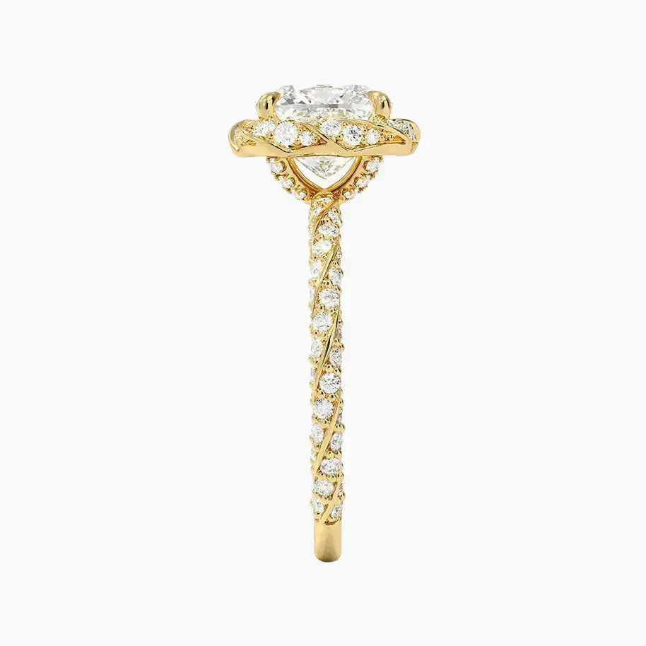 Eliana Cushion Designer 1 Carat Lab Grown Diamond Engagement Ring in 18K Yellow Gold