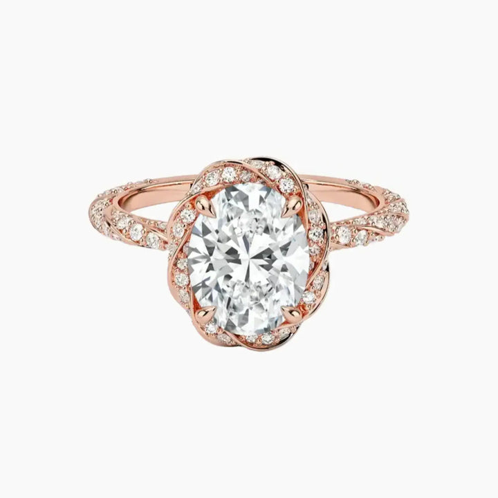 Eliana Oval Designer 1.5 Carat Lab Grown Diamond Engagement Ring in 14K Rose Gold