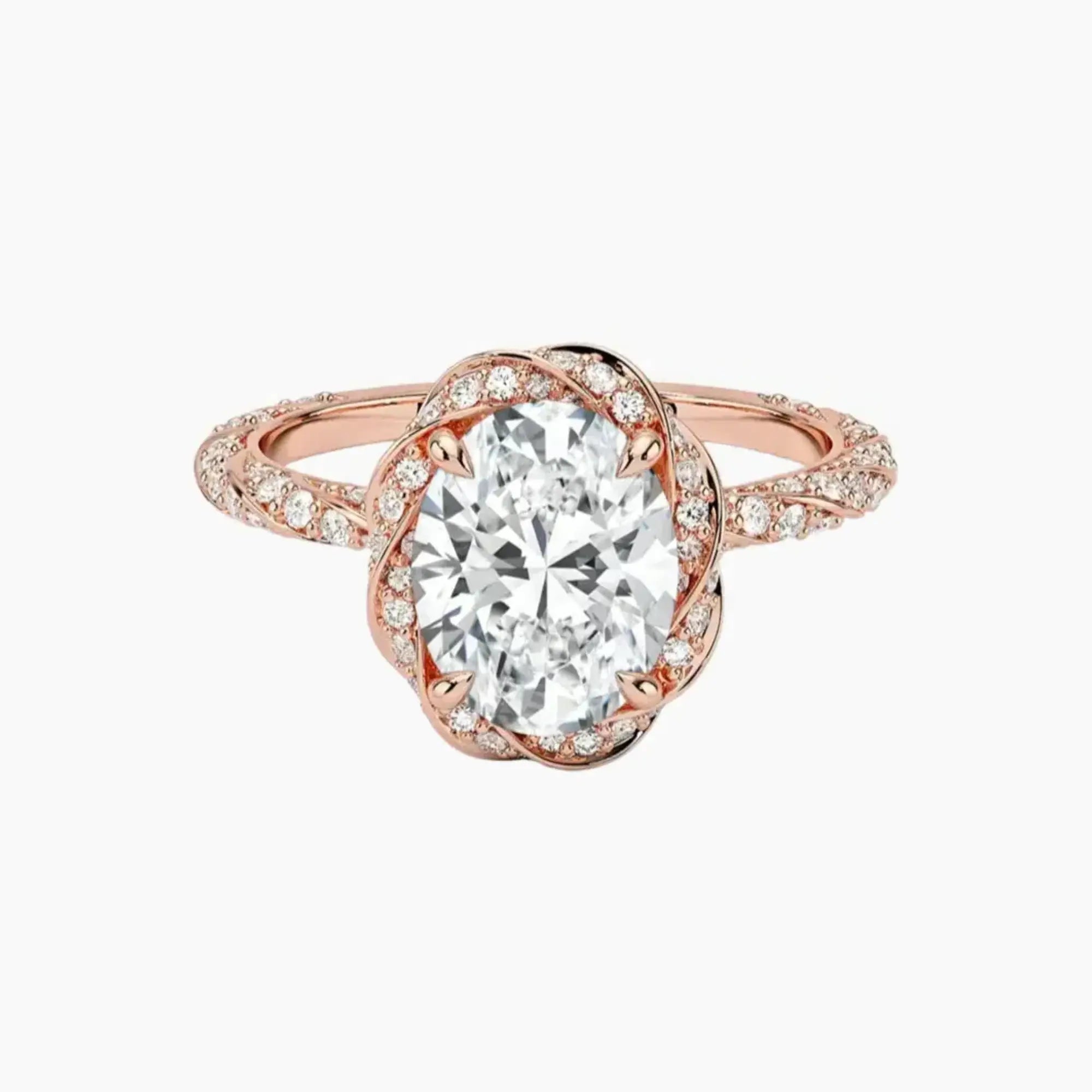 Eliana Oval Designer 1 Carat Lab Grown Diamond Engagement Ring in 18K White Gold