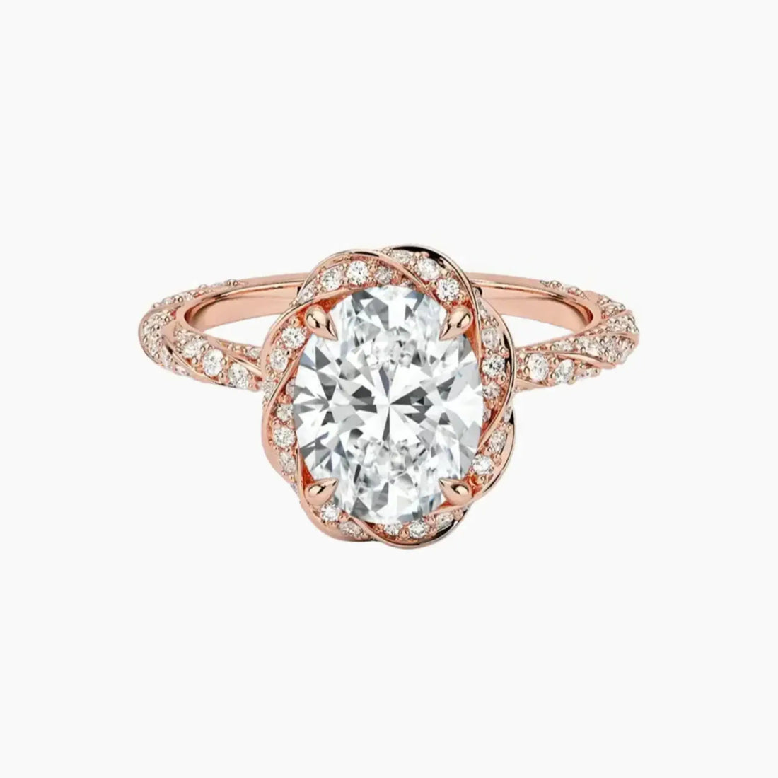 Eliana Oval Designer 1 Carat Lab Grown Diamond Engagement Ring in 18K White Gold