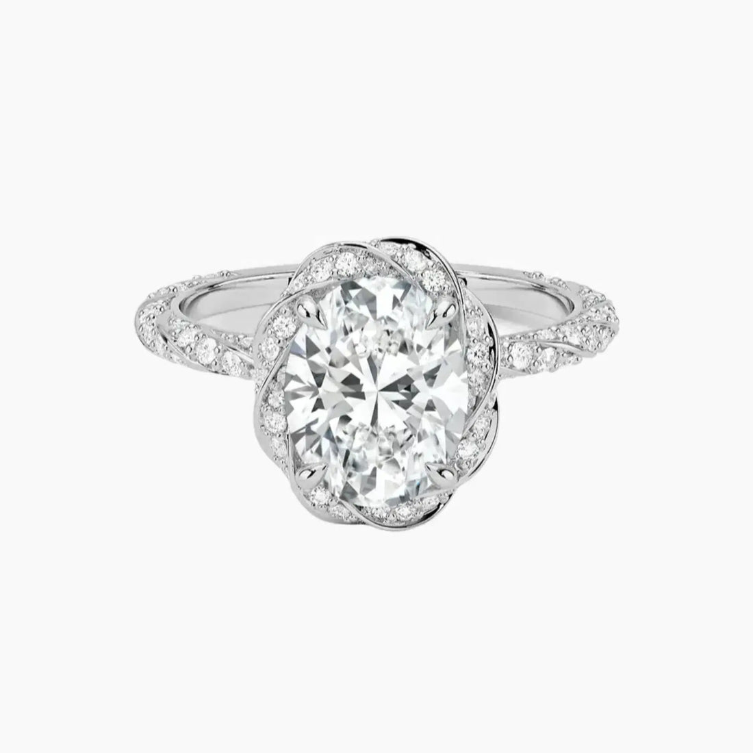Eliana Oval Designer 1 Carat Lab Grown Diamond Engagement Ring in 14K White Gold