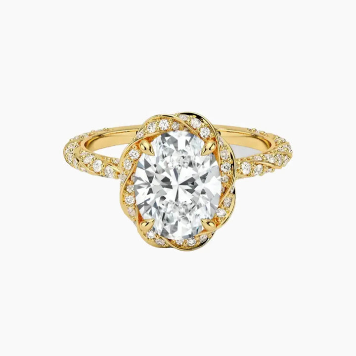 Eliana Oval Designer 3 Carat Lab Grown Diamond Engagement Ring in 18K Yellow Gold