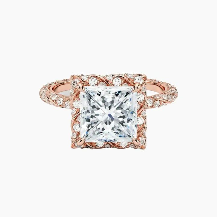 Eliana Princess Designer 3 Carat Lab Grown Diamond Engagement Ring in 18K Rose Gold