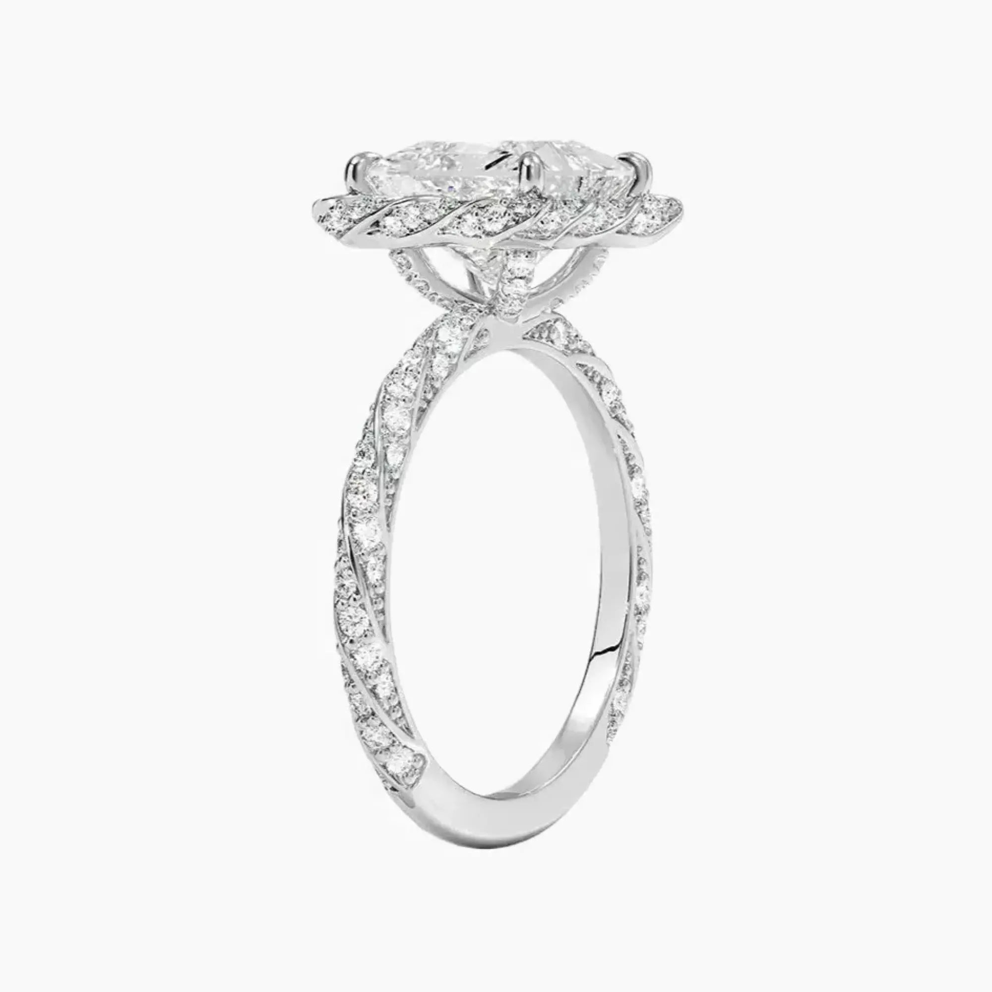 Eliana Princess Designer 3 Carat Lab Grown Diamond Engagement Ring in 18K White Gold