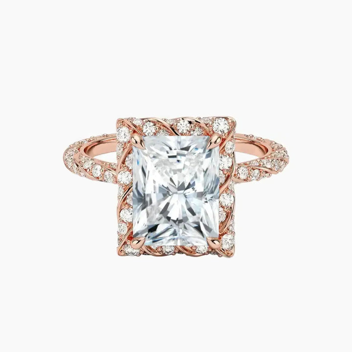Eliana Radiant Designer 3 Carat Lab Grown Diamond Engagement Ring in 18K Rose Gold