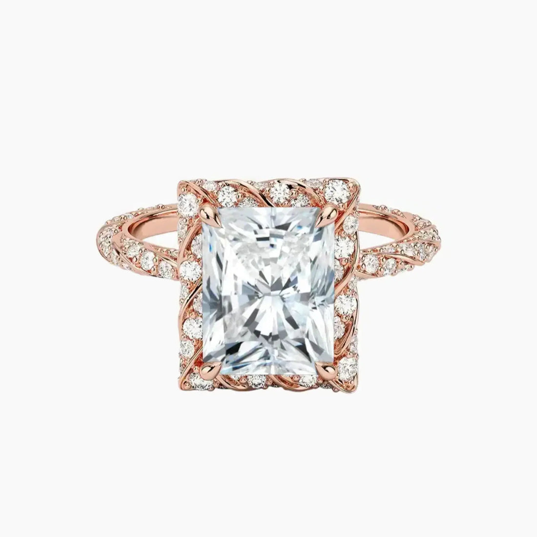 Eliana Radiant Designer 3 Carat Lab Grown Diamond Engagement Ring in 14K White Gold