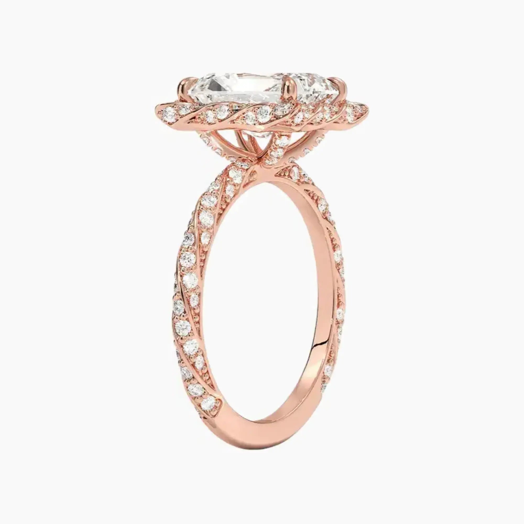 Eliana Radiant Designer 1.5 Carat Lab Grown Diamond Engagement Ring in 14K Rose Gold