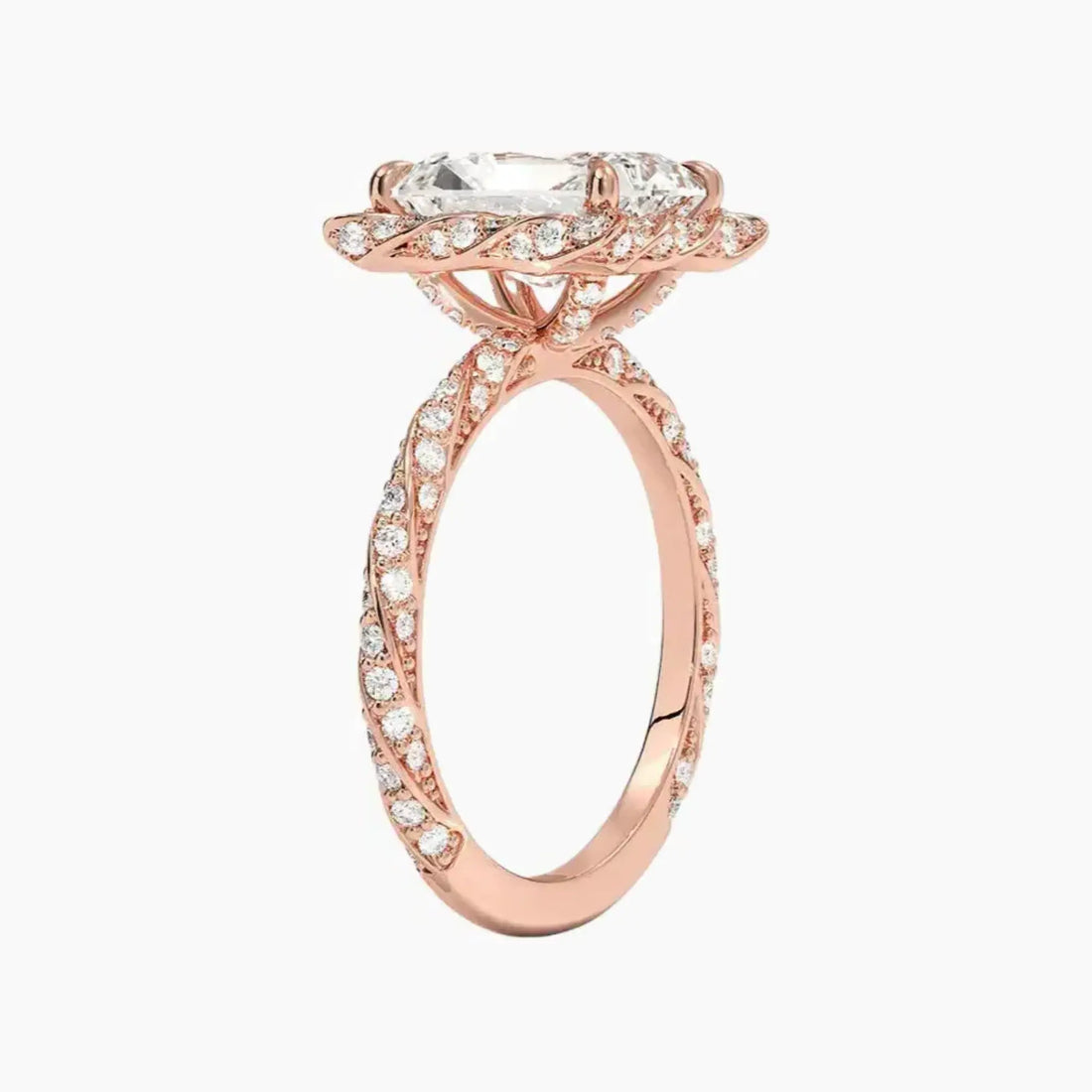 Eliana Radiant Designer 1.5 Carat Lab Grown Diamond Engagement Ring in 14K Rose Gold