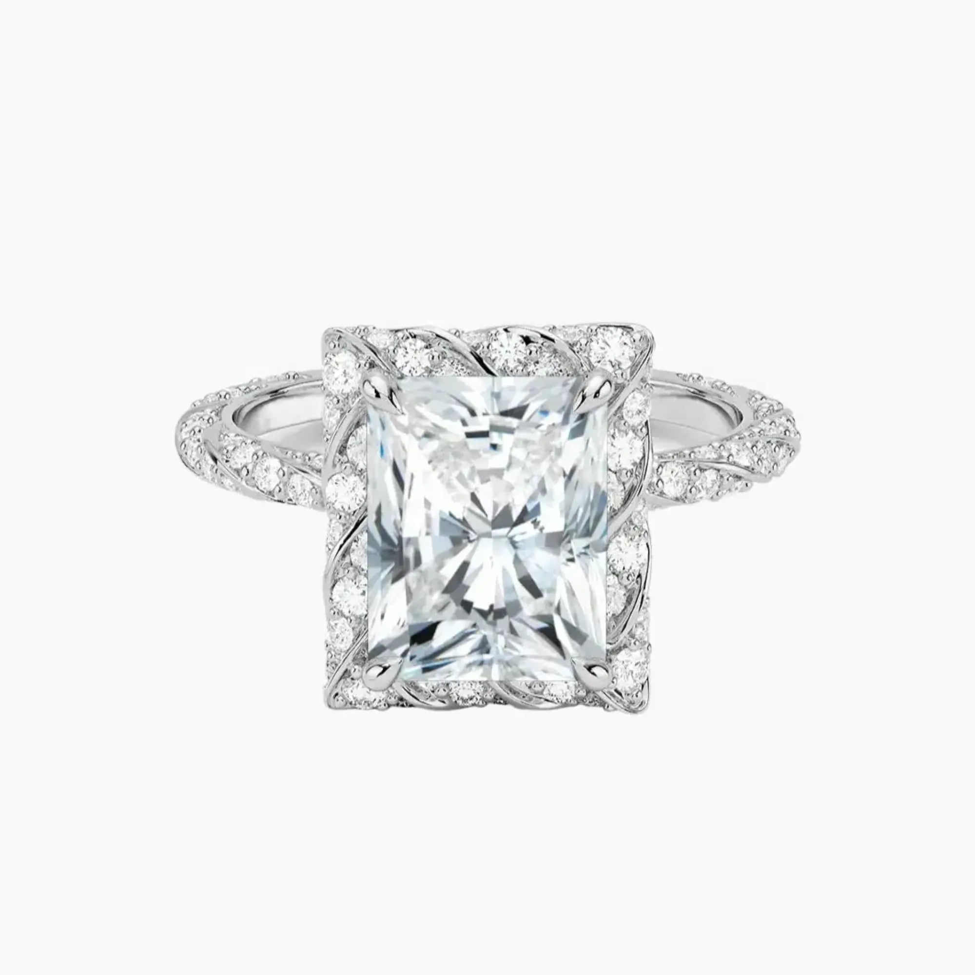 Eliana Radiant Designer 2.5 Carat Lab Grown Diamond Engagement Ring in 18K White Gold