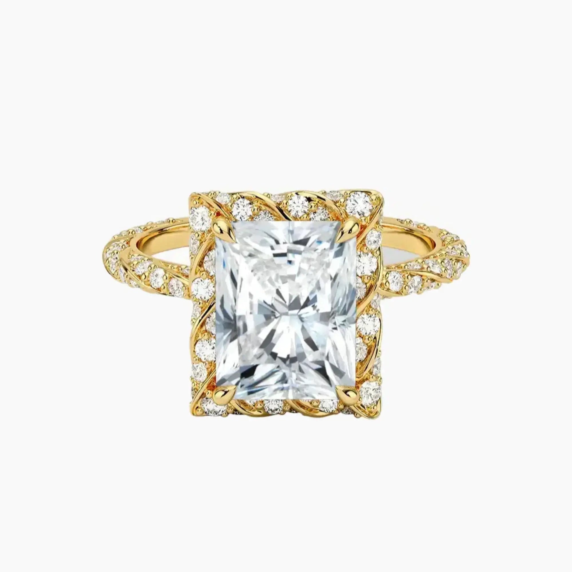 Eliana Radiant Designer 2 Carat Lab Grown Diamond Engagement Ring in 18K White Gold