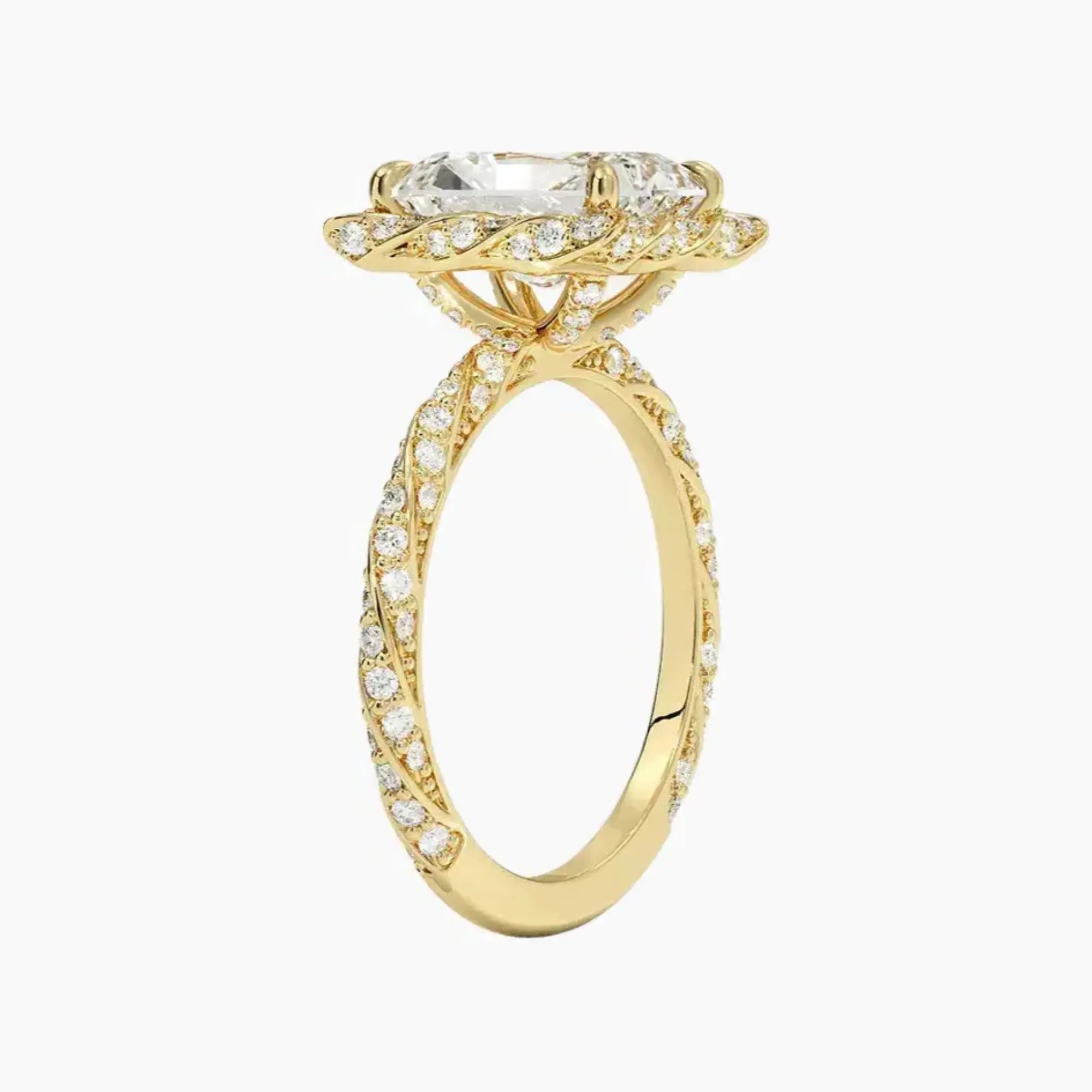 Eliana Radiant Designer 2 Carat Lab Grown Diamond Engagement Ring in 14K Rose Gold
