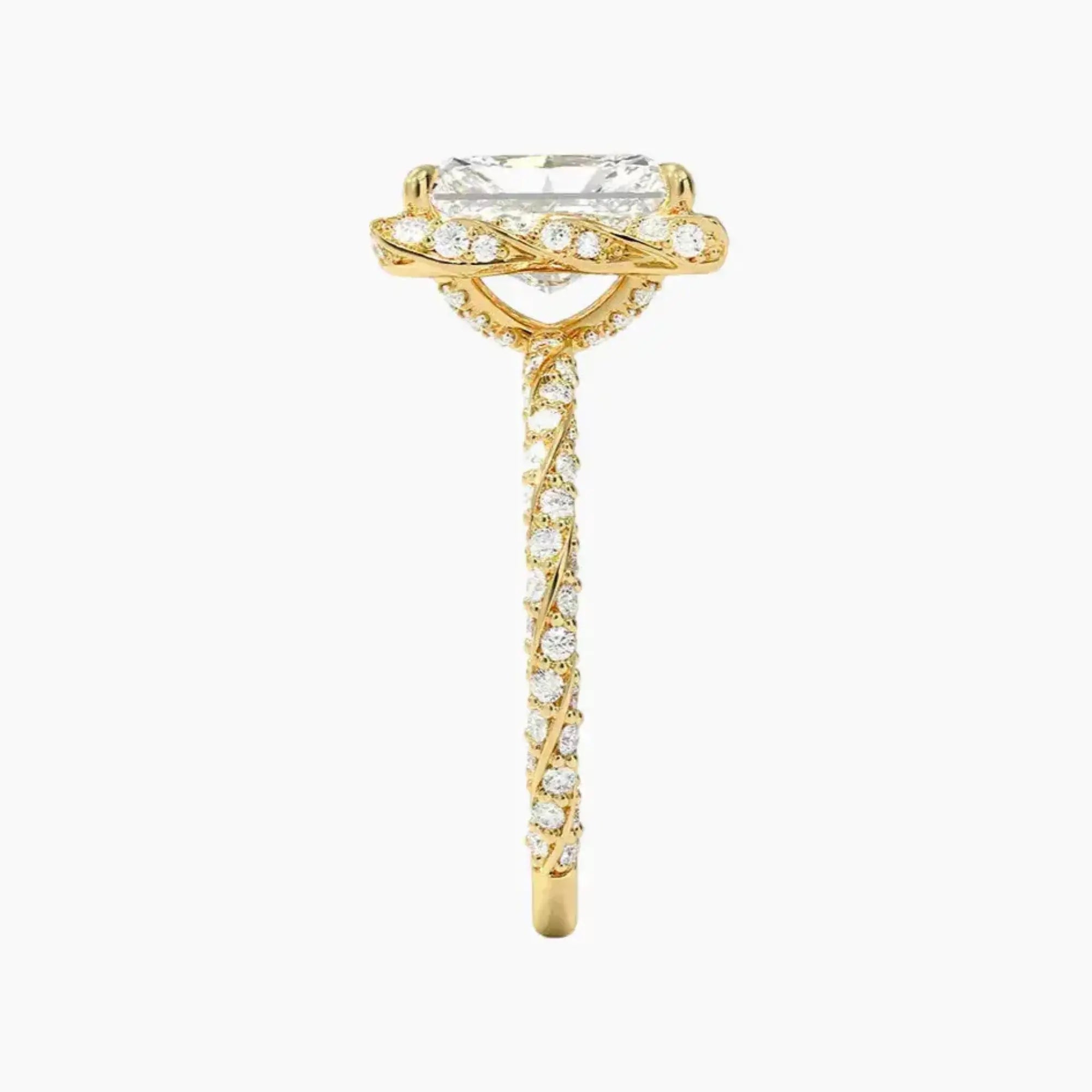 Eliana Radiant Designer 1.5 Carat Lab Grown Diamond Engagement Ring in 18K Yellow Gold