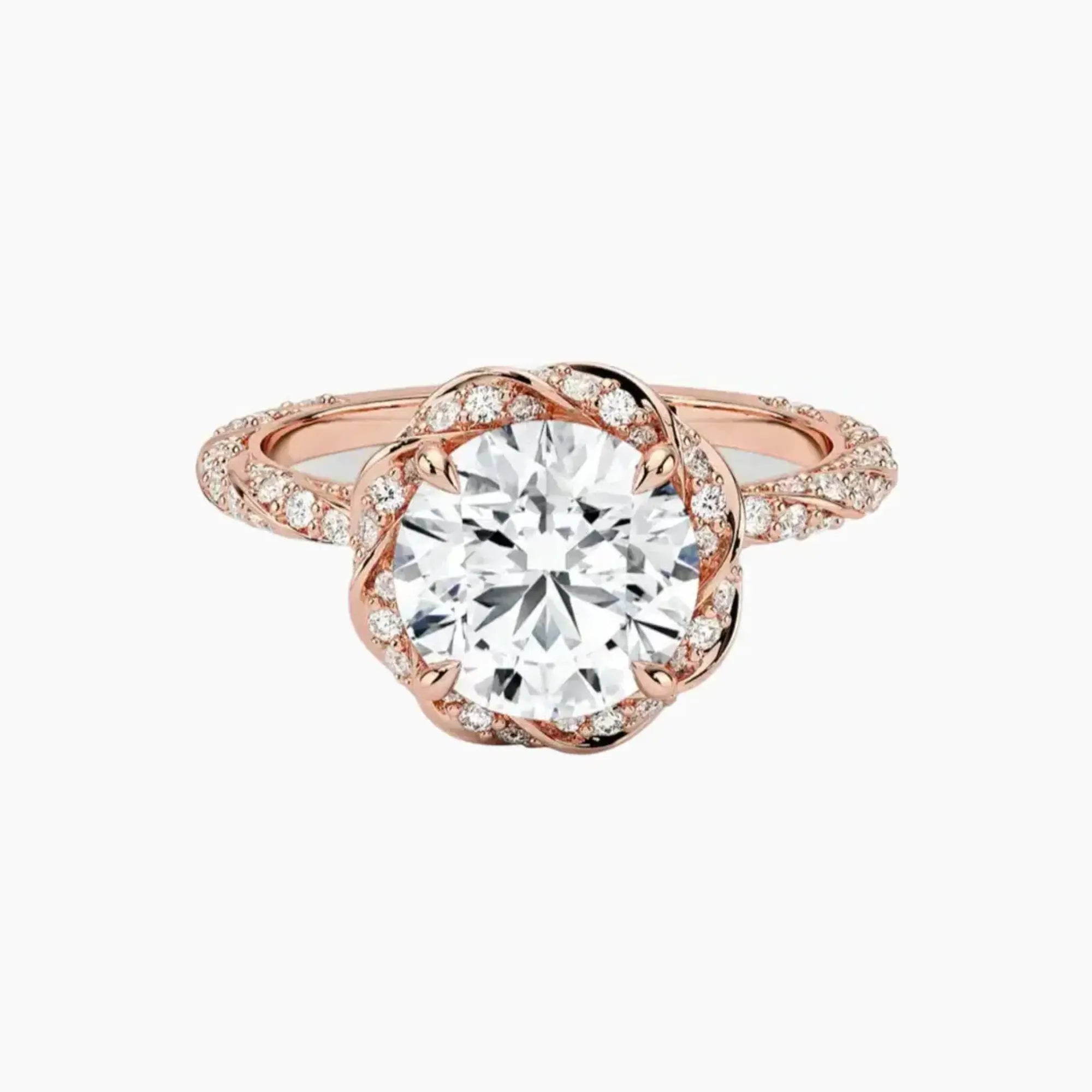 Eliana Round Designer 1.5 Carat Lab Grown Diamond Engagement Ring in 14K White Gold