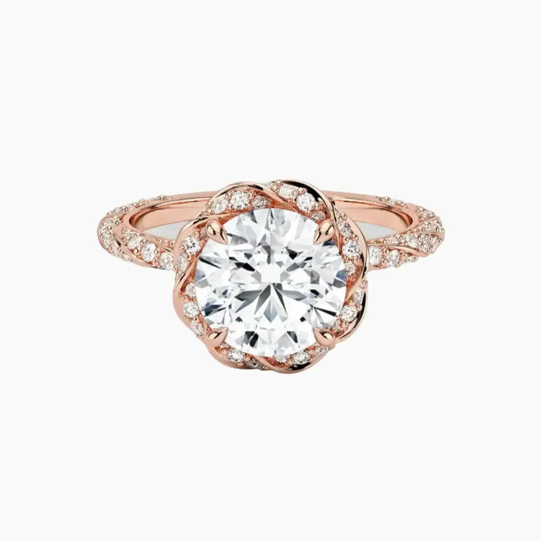 Eliana Round Designer 1.5 Carat Lab Grown Diamond Engagement Ring in 14K White Gold