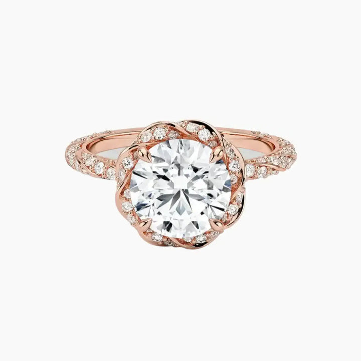 Eliana Round Designer 2 Carat Lab Grown Diamond Engagement Ring in 14K Rose Gold
