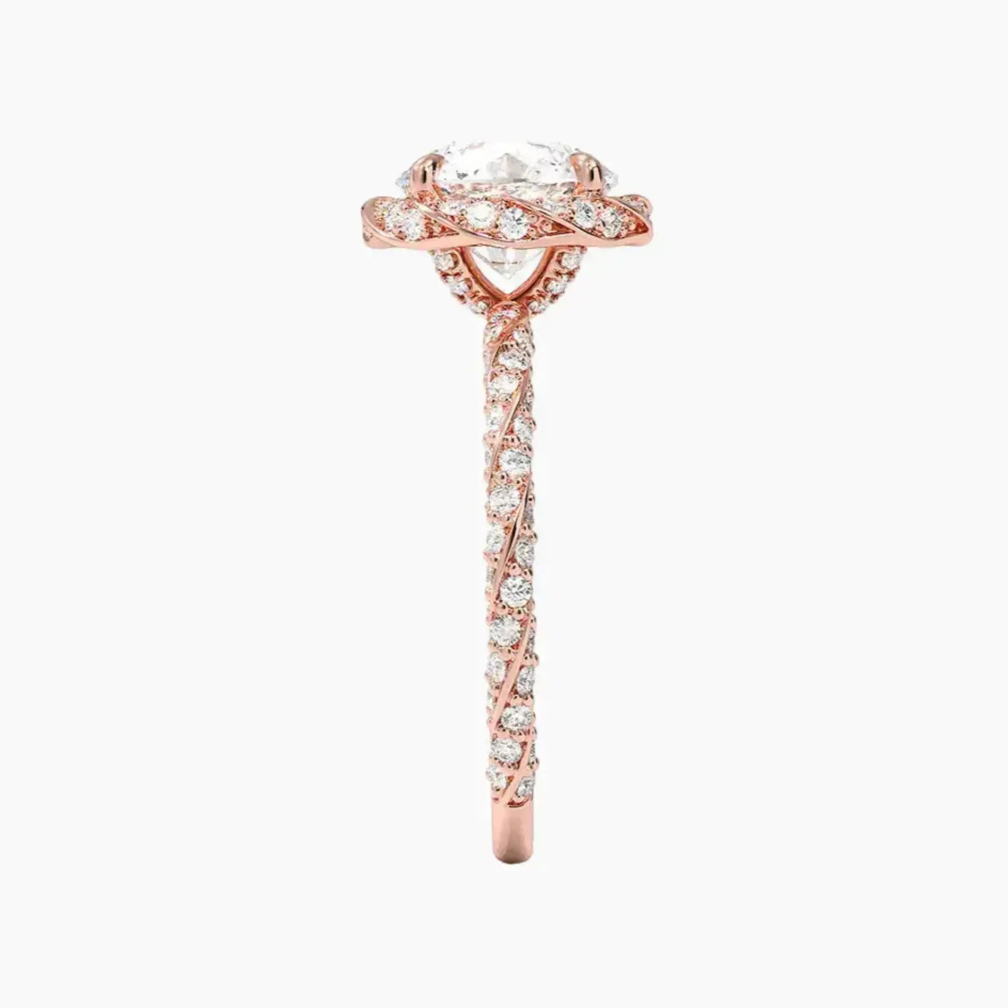 Eliana Round Designer 3 Carat Lab Grown Diamond Engagement Ring in 18K Rose Gold