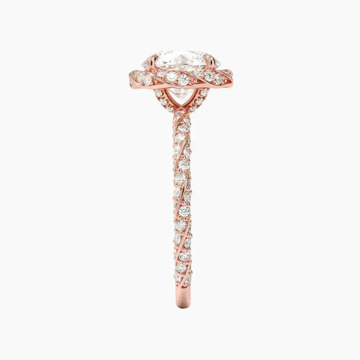 Eliana Round Designer 3 Carat Lab Grown Diamond Engagement Ring in 14K White Gold