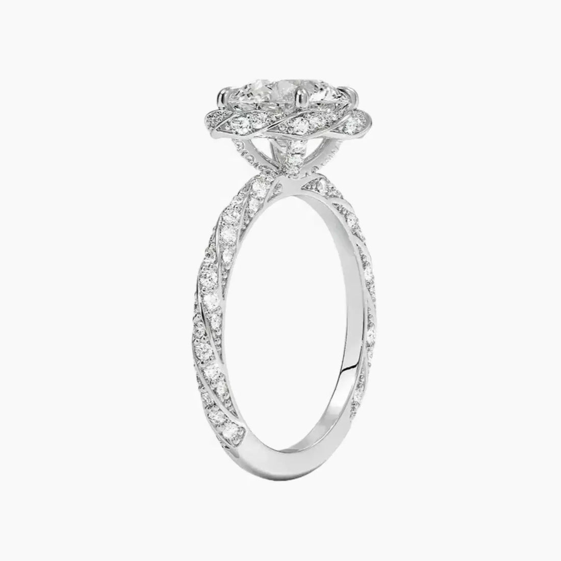 Eliana Round Designer 1.5 Carat Lab Grown Diamond Engagement Ring in 14K White Gold