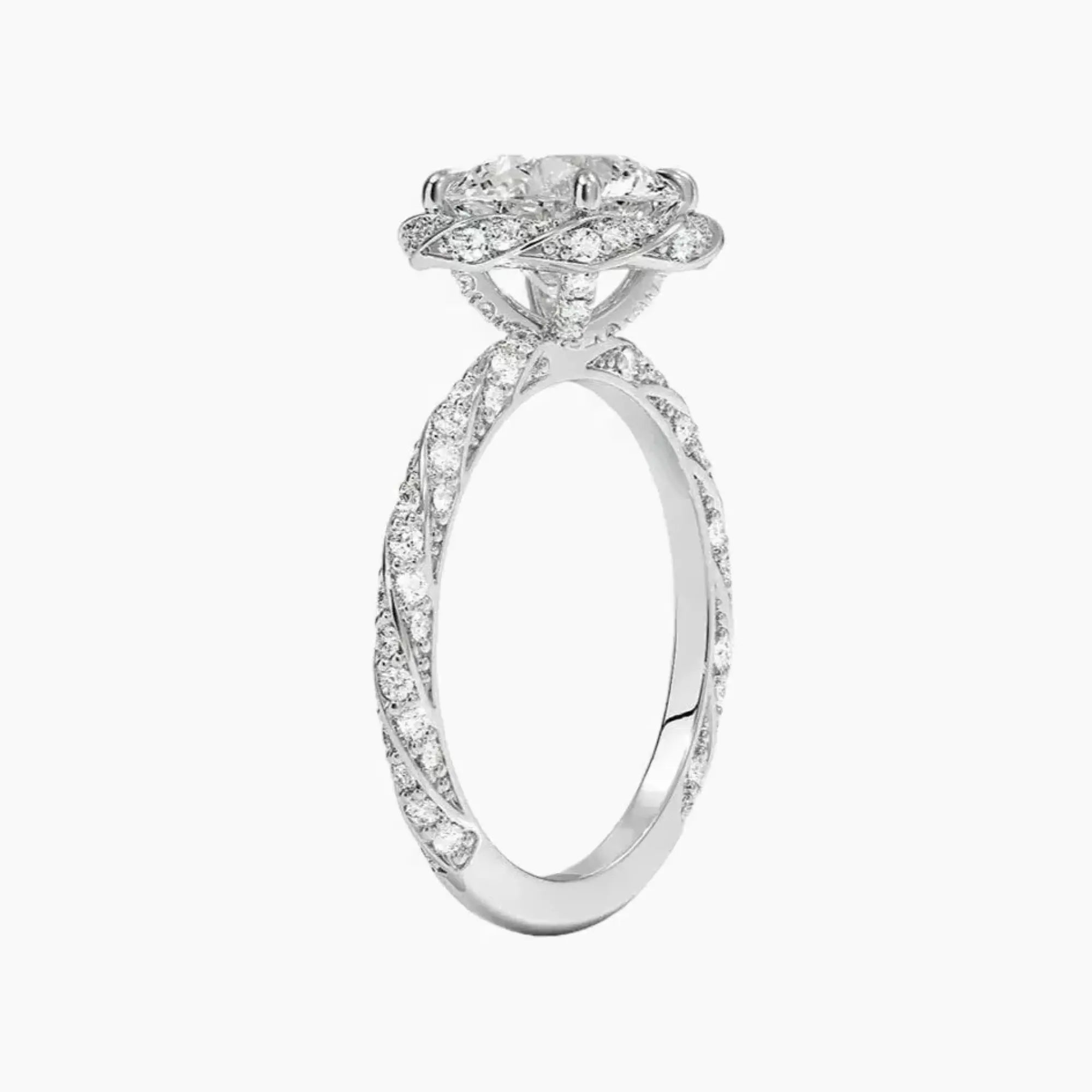 Eliana Round Designer 3 Carat Lab Grown Diamond Engagement Ring in 14K Yellow Gold