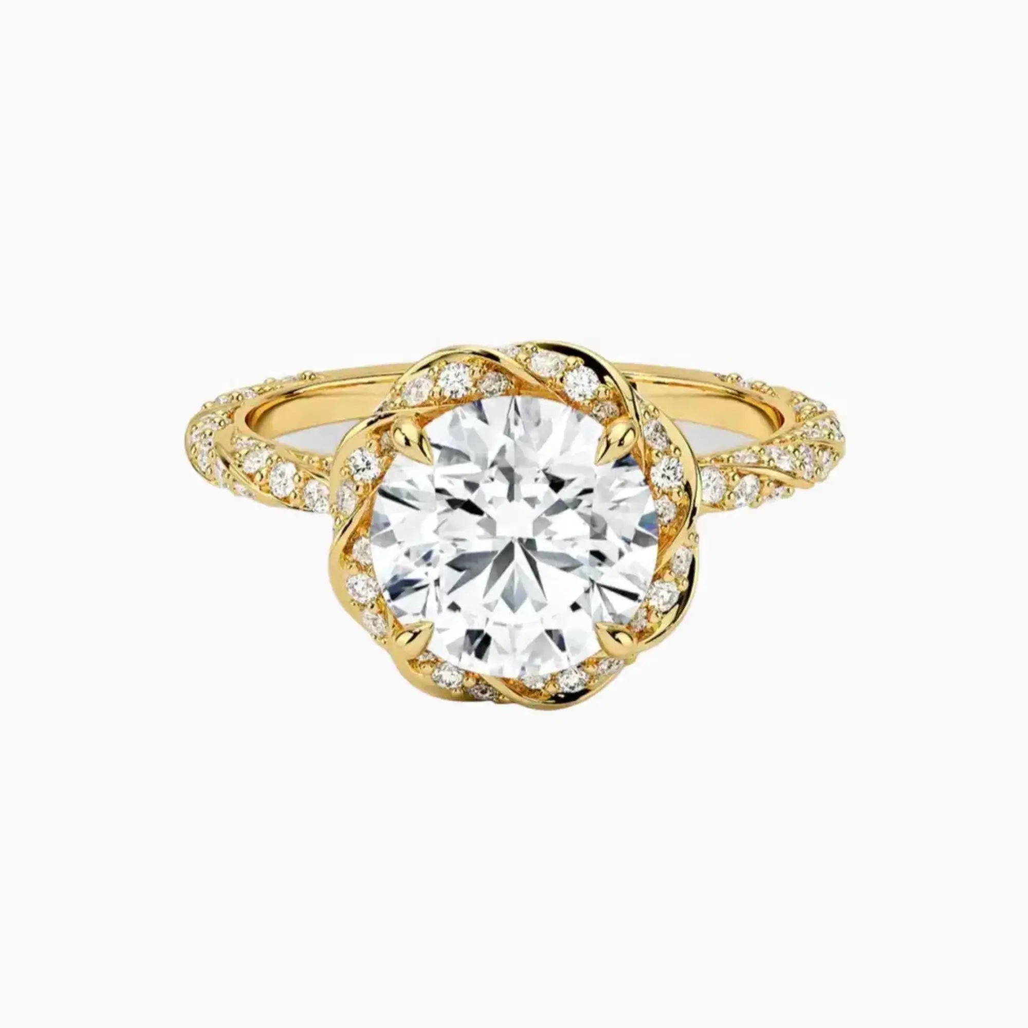 Eliana Round Designer 1.5 Carat Lab Grown Diamond Engagement Ring in 18K White Gold