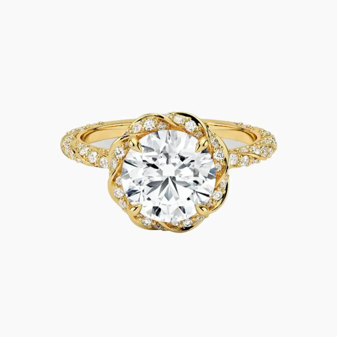 Eliana Round Designer 2.5 Carat Lab Grown Diamond Engagement Ring in 14K Rose Gold