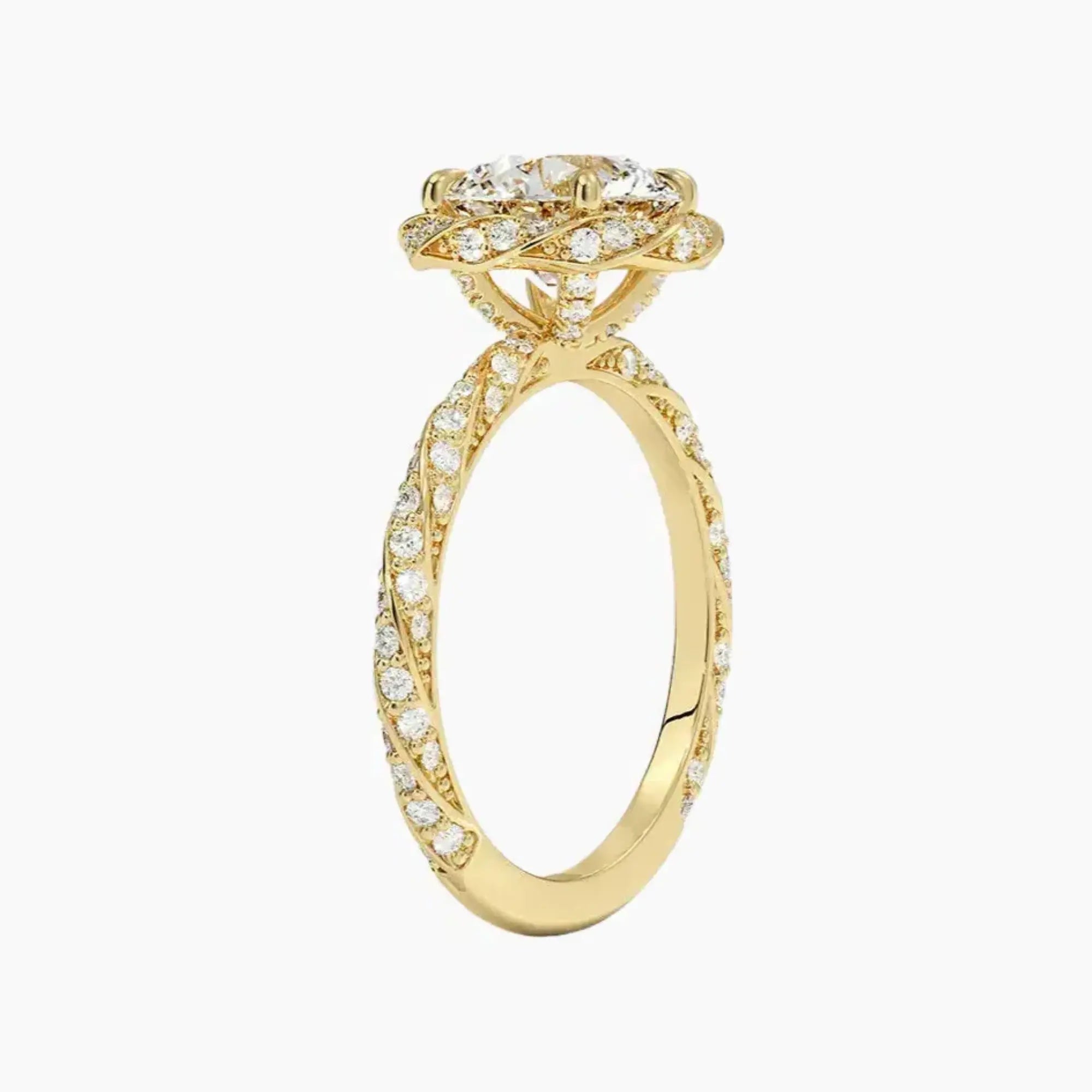 Eliana Round Designer 1 Carat Lab Grown Diamond Engagement Ring in 14K Rose Gold