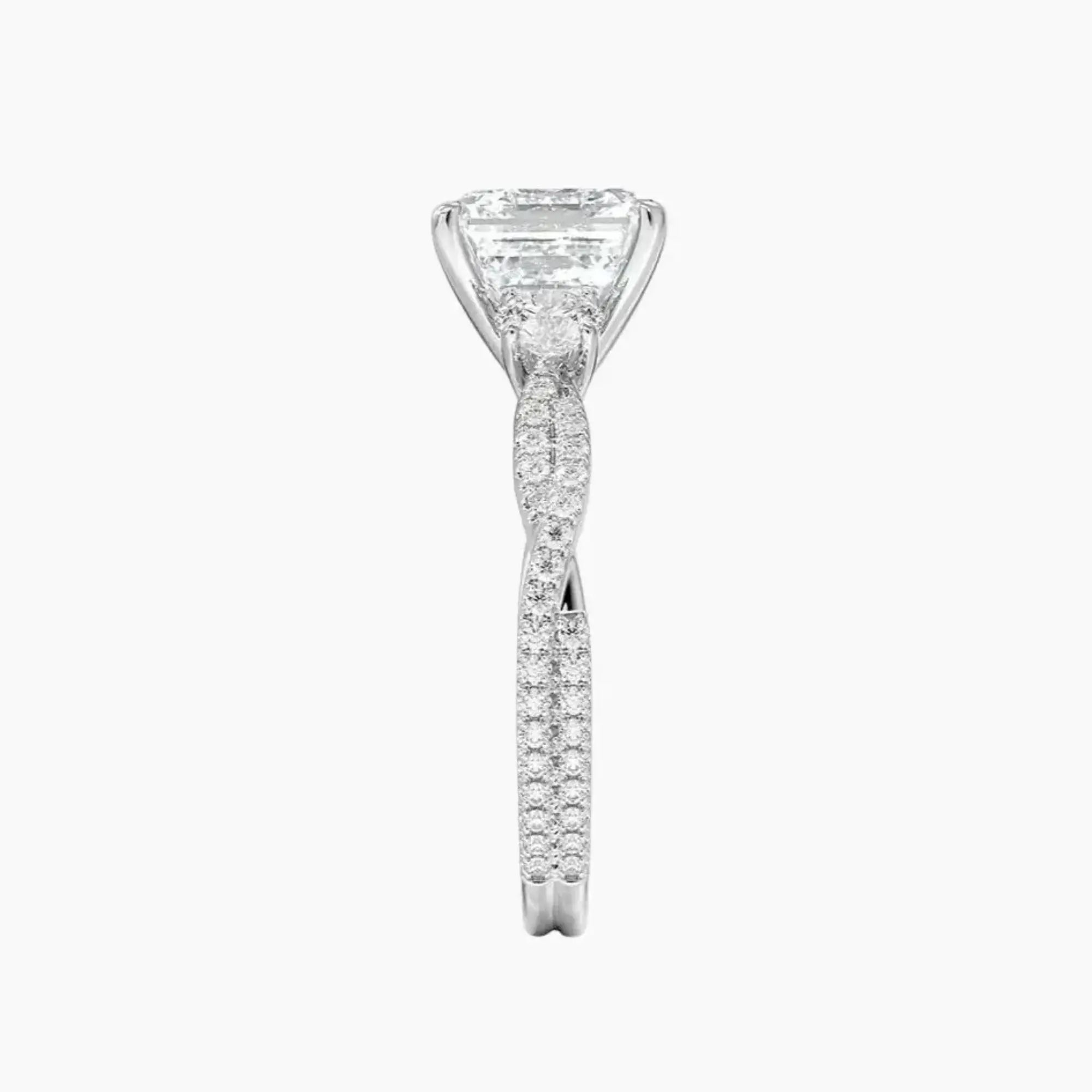 Calista Adorned Twisted Asscher Designer Diamond Ring Setting in 14K Yellow Gold