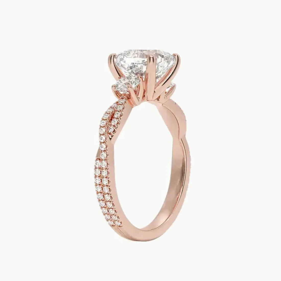 Calista Adorned Twisted Cushion Designer 3 Carat Lab Grown Diamond Engagement Ring in 18K Yellow Gold