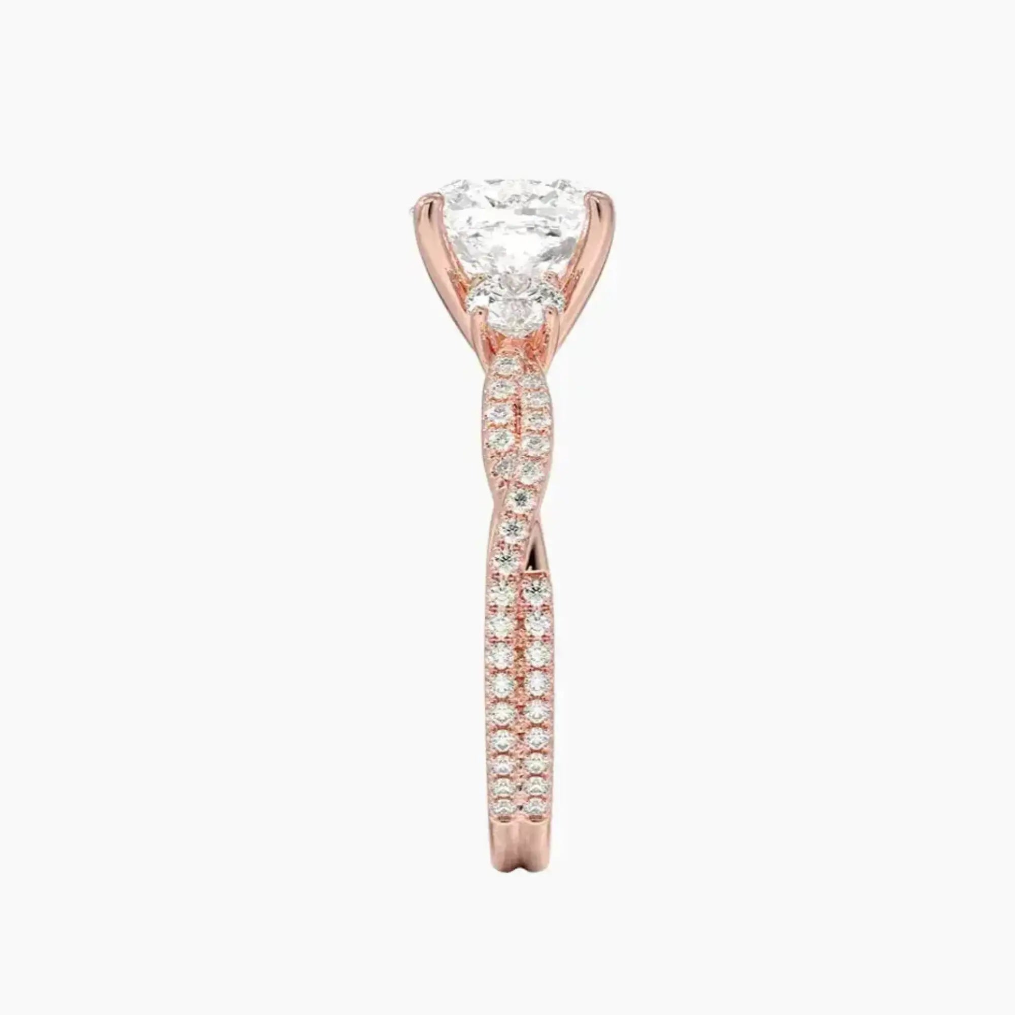 Calista Adorned Twisted Cushion Designer 2 Carat Lab Grown Diamond Engagement Ring in 18K Yellow Gold