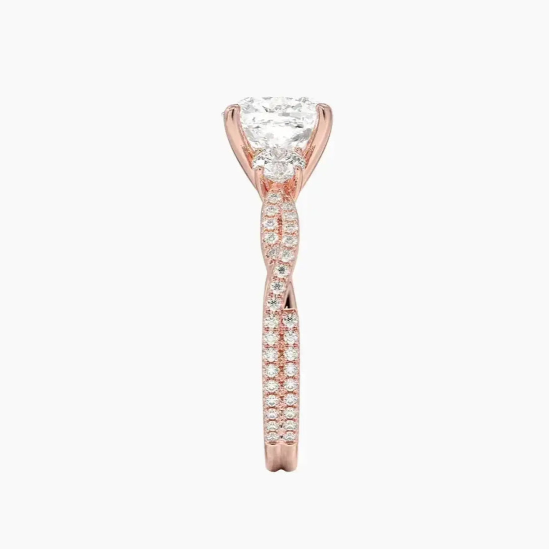 Calista Adorned Twisted Cushion Designer 2 Carat Lab Grown Diamond Engagement Ring in 18K Yellow Gold