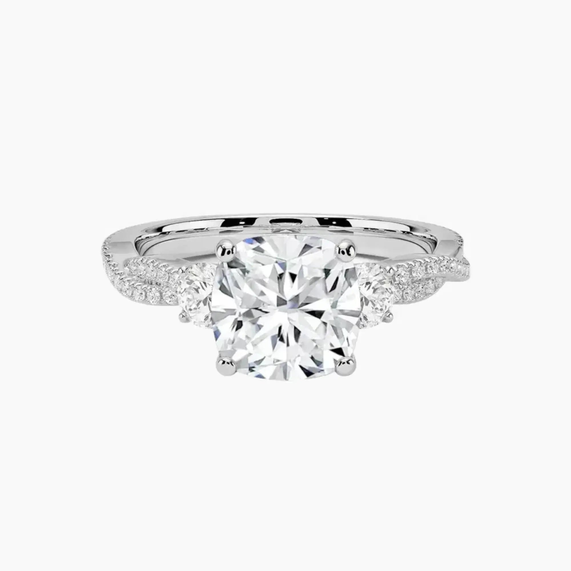 Calista Adorned Twisted Cushion Designer Diamond Ring Setting in 14K Rose Gold
