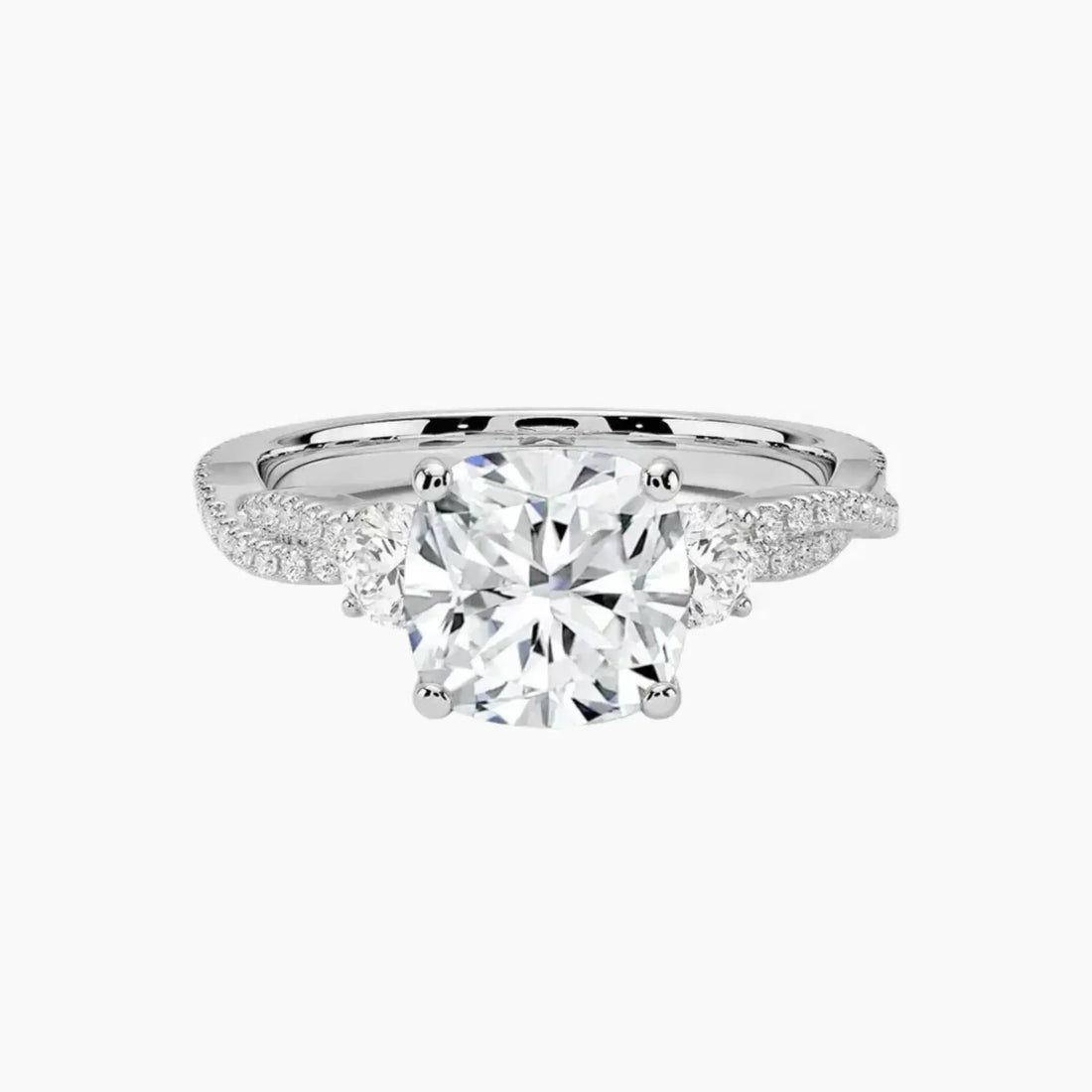Calista Adorned Twisted Cushion Designer 1 Carat Lab Grown Diamond Engagement Ring in 18K Rose Gold