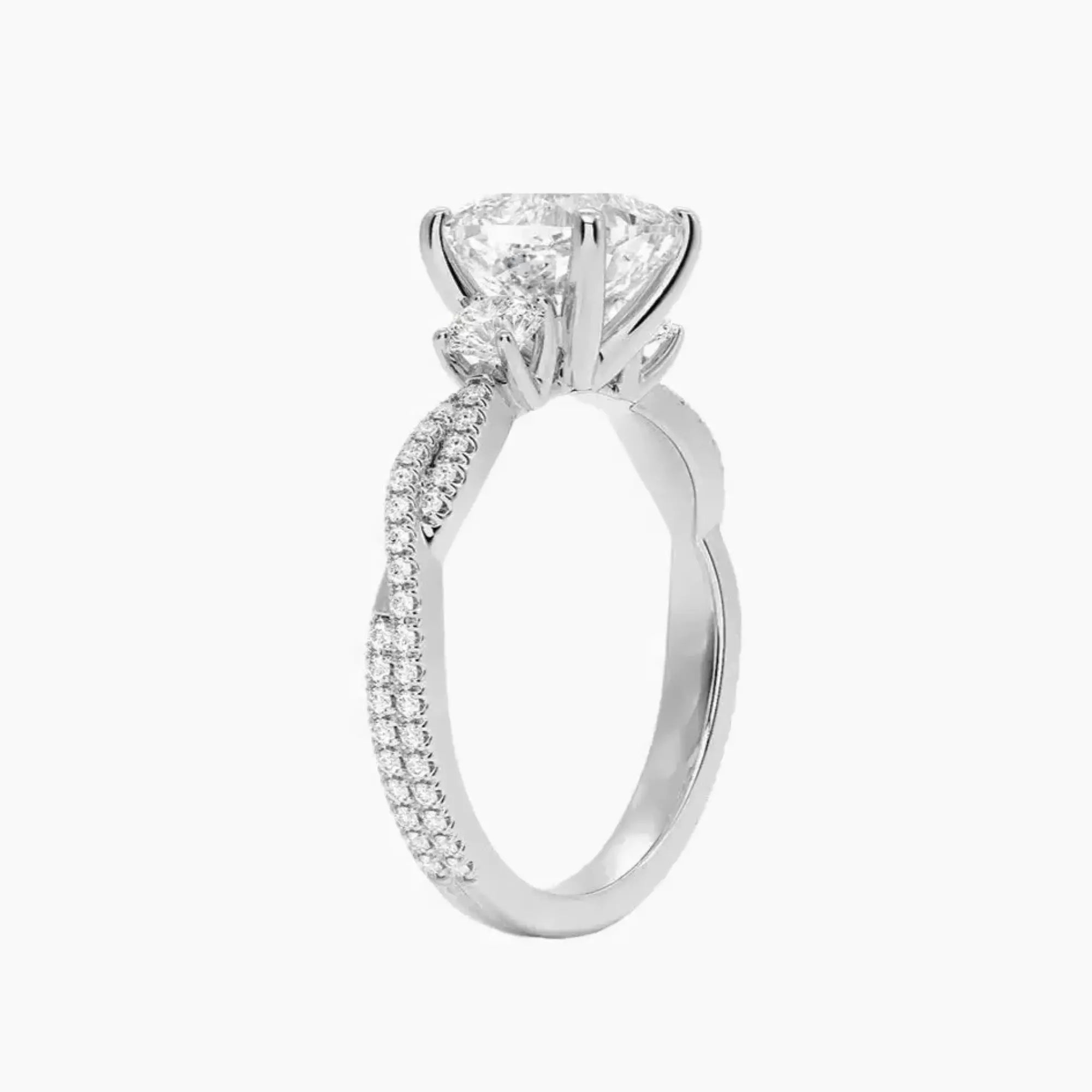 Calista Adorned Twisted Cushion Designer Diamond Ring Setting in 14K Rose Gold