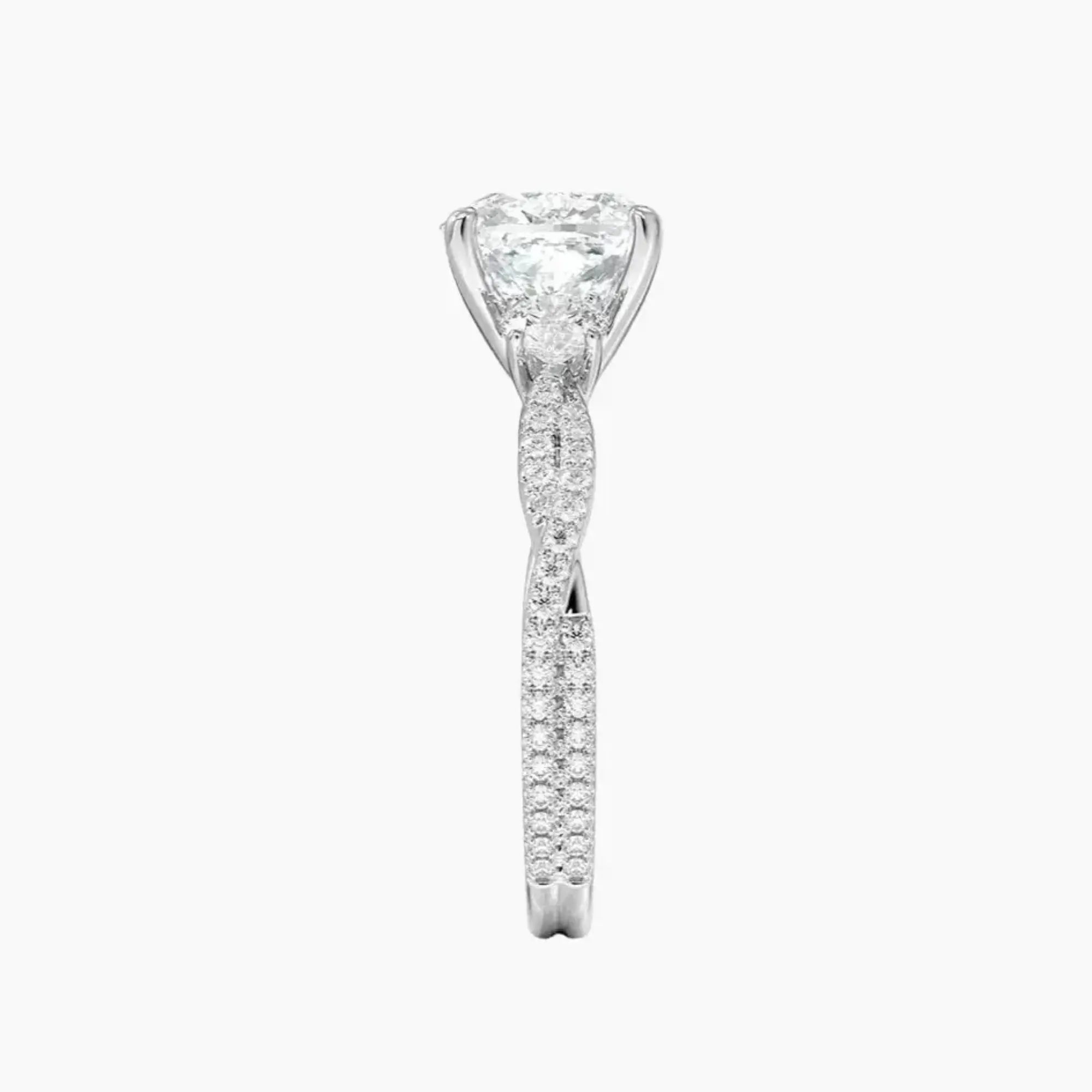 Calista Adorned Twisted Cushion Designer 2 Carat Lab Grown Diamond Engagement Ring in 18K Rose Gold