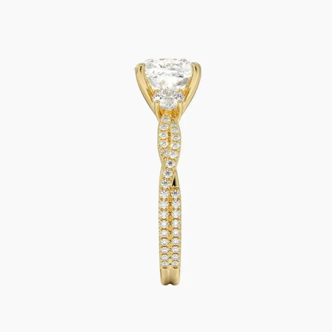 Calista Adorned Twisted Cushion Designer 2 Carat Lab Grown Diamond Engagement Ring in 14K Rose Gold