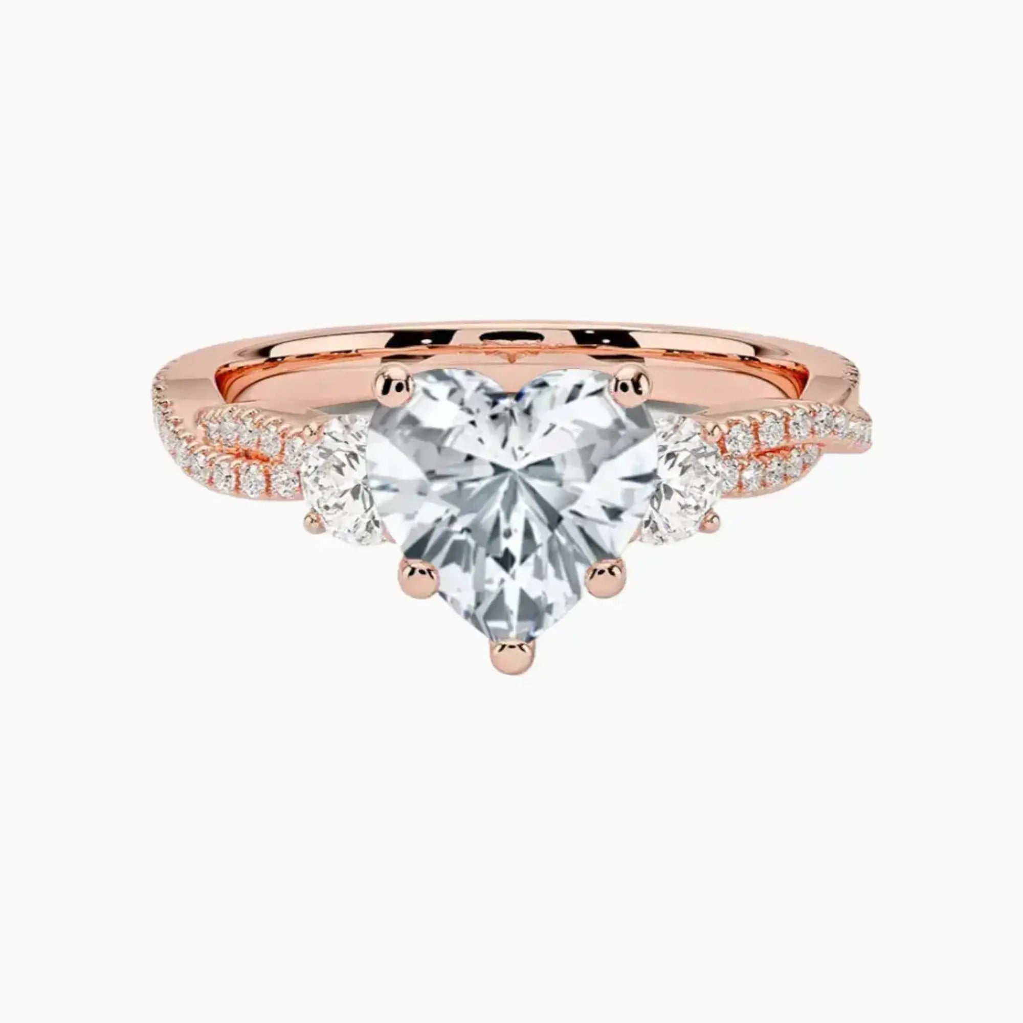 Calista Adorned Twisted Heart Designer Diamond Ring Setting in 14K White Gold
