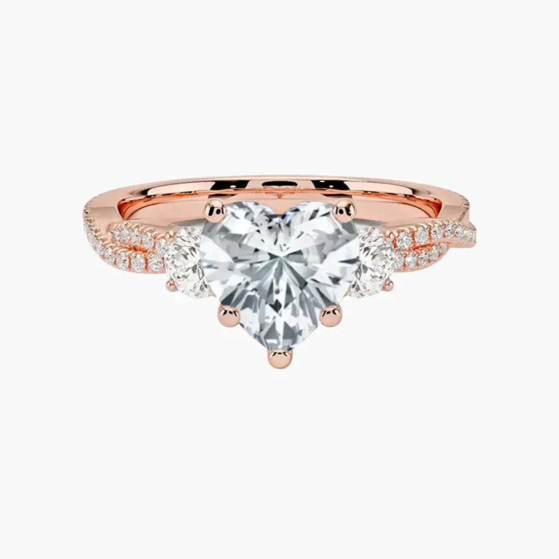 Calista Adorned Twisted Heart Designer Diamond Ring Setting in 18K White Gold