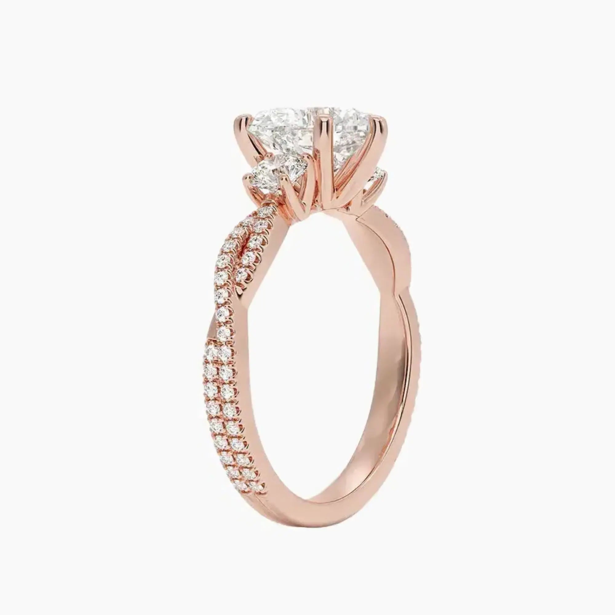 Calista Adorned Twisted Heart Designer 1.5 Carat Lab Grown Diamond Engagement Ring in 14K White Gold