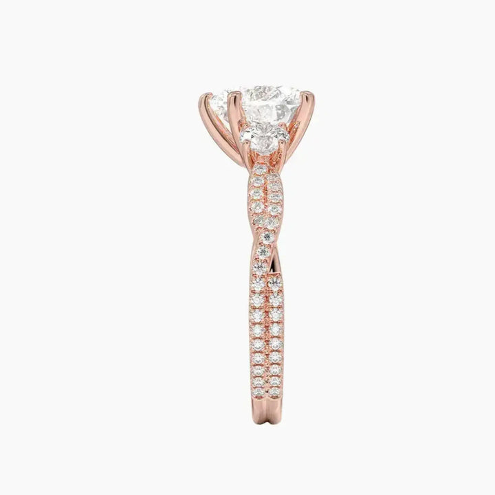 Calista Adorned Twisted Heart Designer 1 Carat Lab Grown Diamond Engagement Ring in 18K Yellow Gold