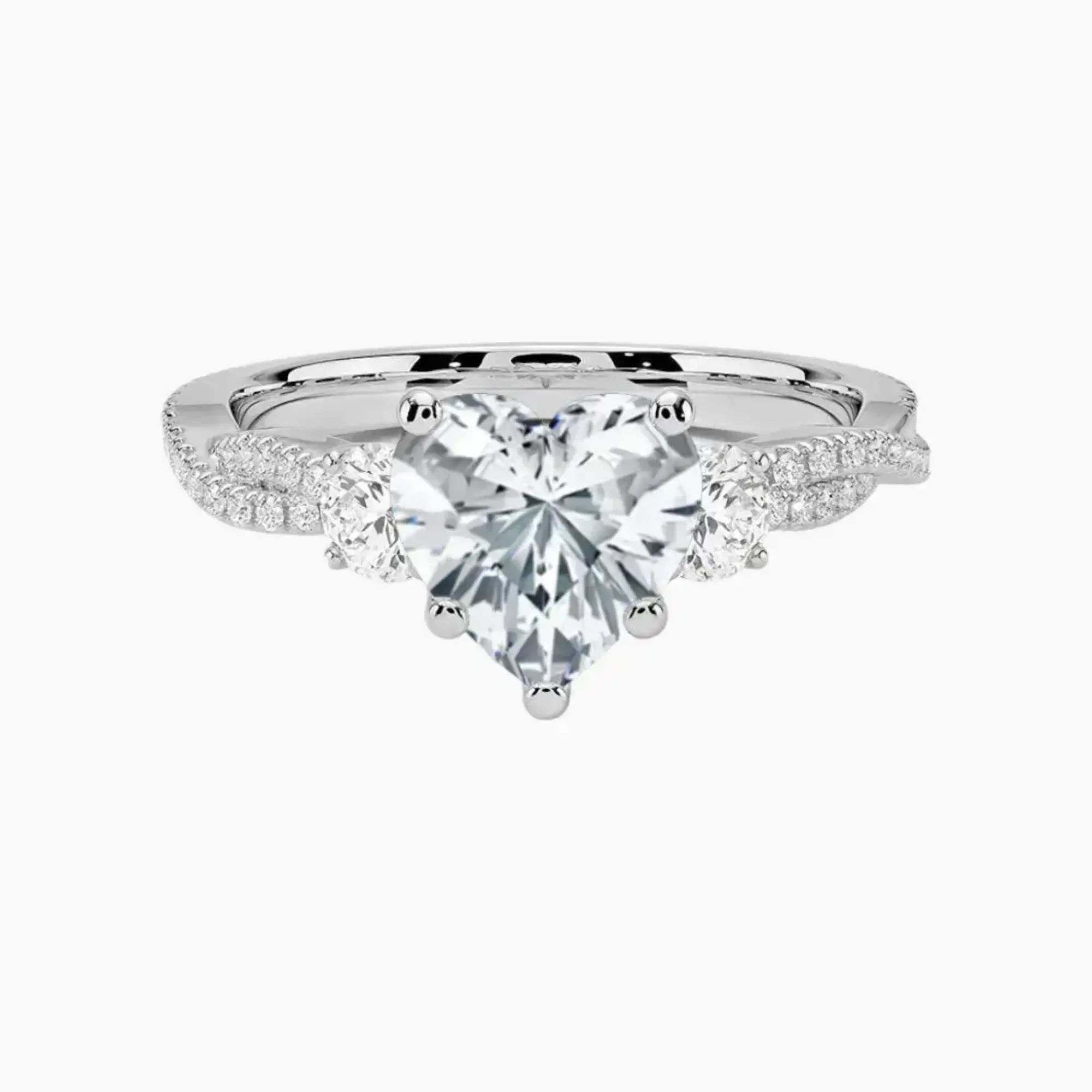 Calista Adorned Twisted Heart Designer 3 Carat Lab Grown Diamond Engagement Ring in 14K Rose Gold