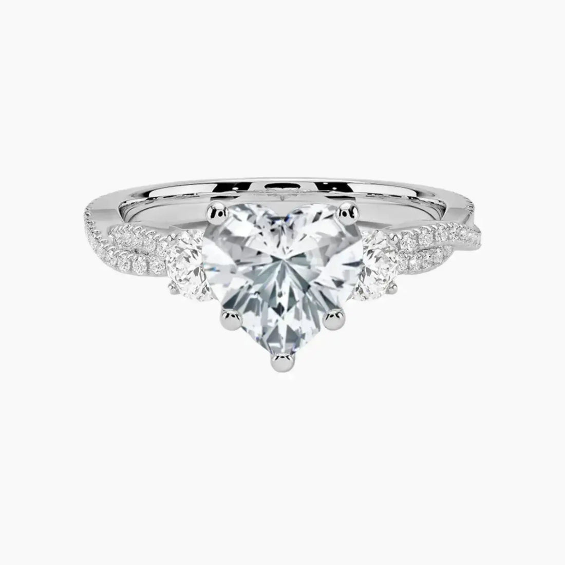 Calista Adorned Twisted Heart Designer 1.5 Carat Lab Grown Diamond Engagement Ring in 18K Rose Gold