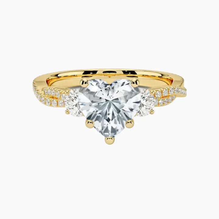 Calista Adorned Twisted Heart Designer 1.5 Carat Lab Grown Diamond Engagement Ring in 18K Yellow Gold