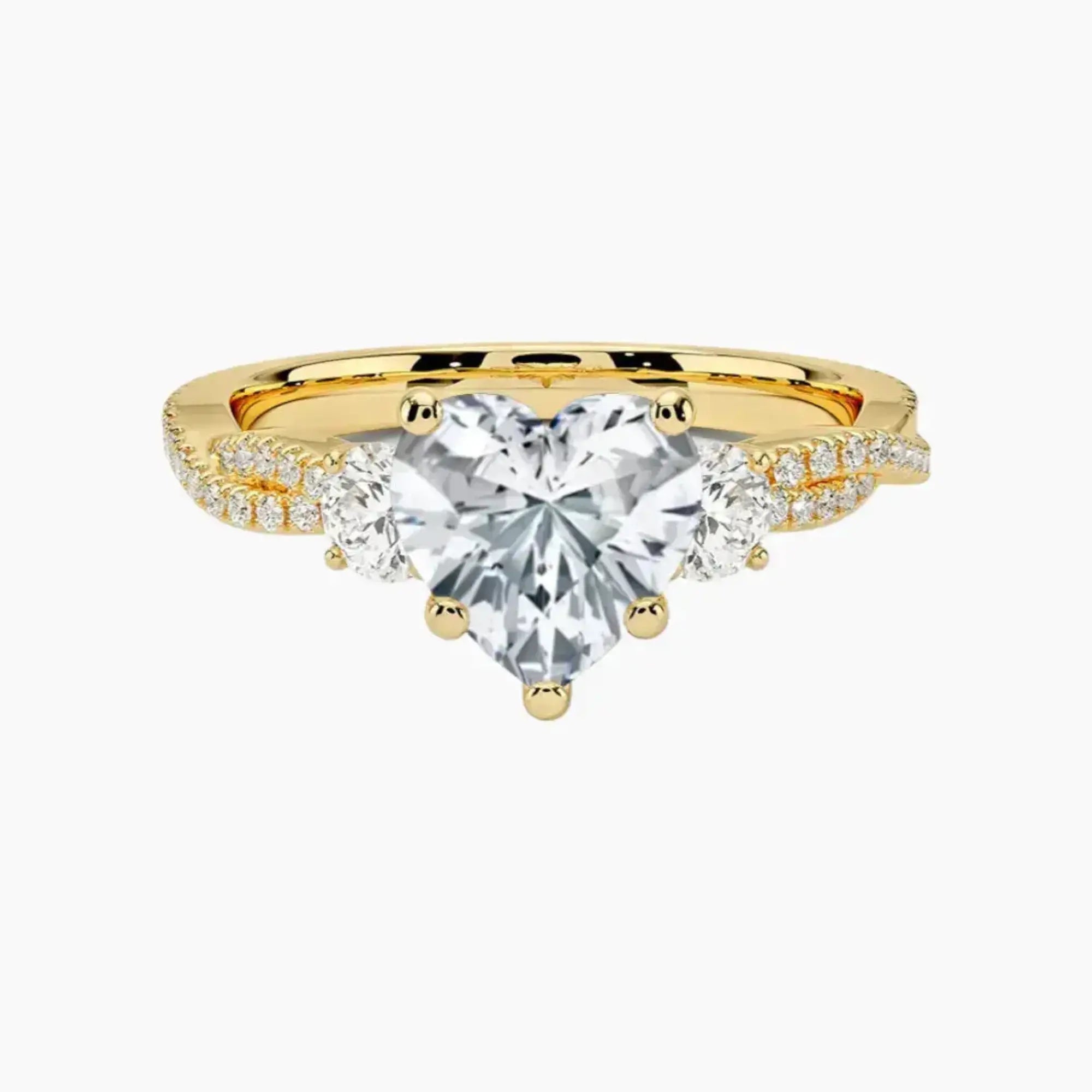 Calista Adorned Twisted Heart Designer 1.5 Carat Lab Grown Diamond Engagement Ring in 18K Rose Gold